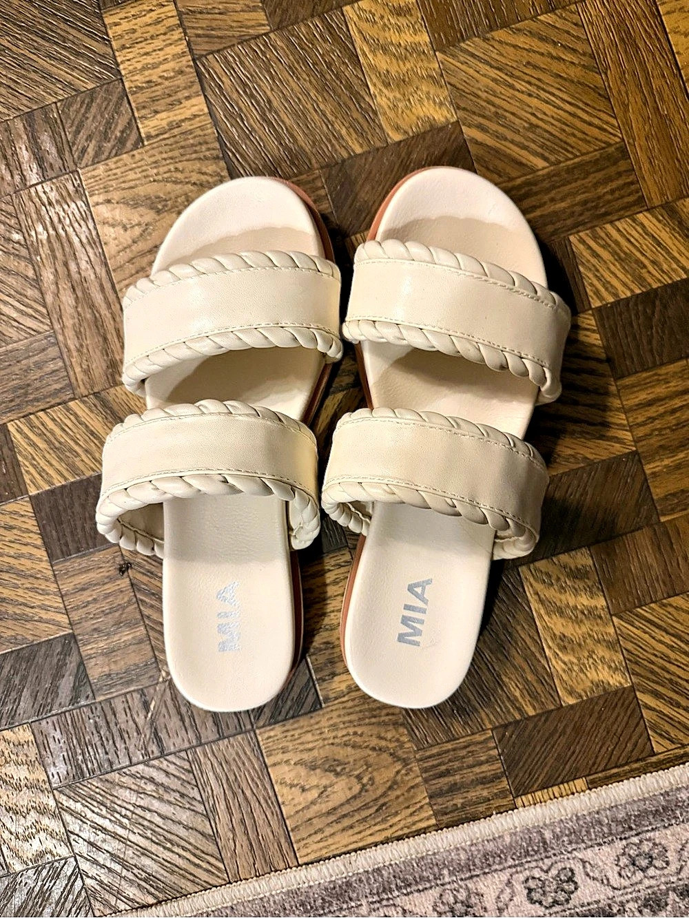 MIA Bri Braided Platform Slide Sandal White Sandals